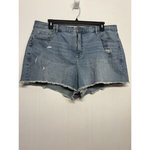 Torrid High Rise A-Line Shortie Short Denim Jean Stretch Light Wash Size 20 Blue